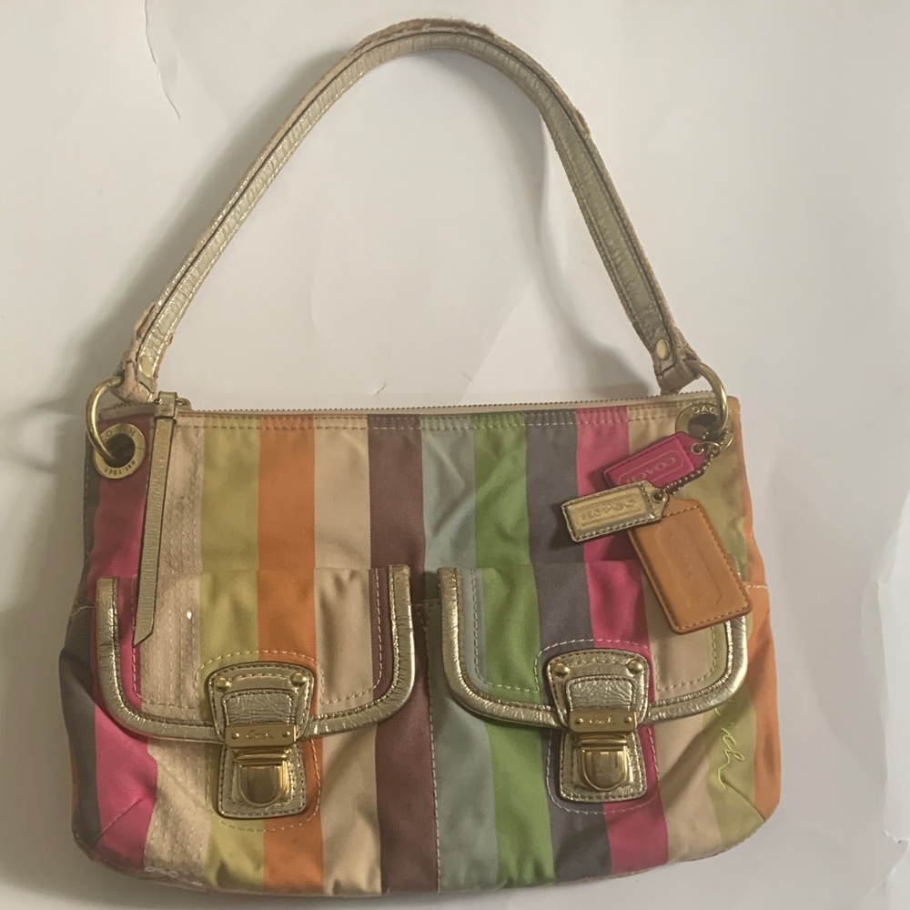 Coach Poppy Legacy Multicolor Shoulder Bag with Gold Accents with 3 hang tags